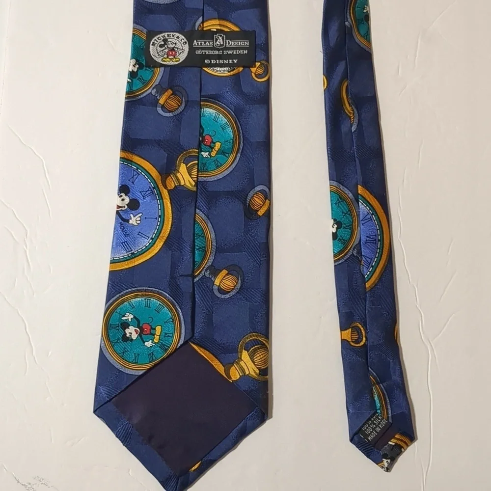 Tie Mickey Mouse Pocket Watch Clock Time Disney Vintage Novelty vintage Neck Tie